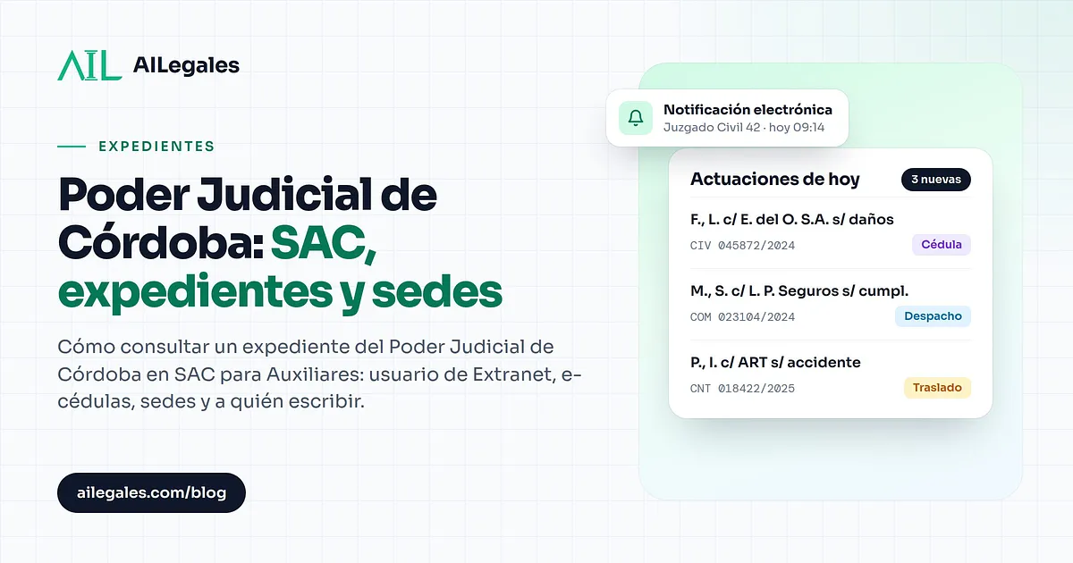 Poder Judicial de Córdoba: SAC, expedientes y sedes