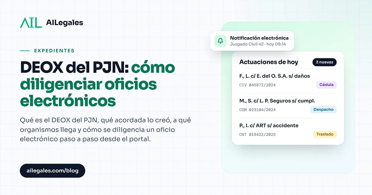 DEOX del PJN: cómo diligenciar oficios electrónicos