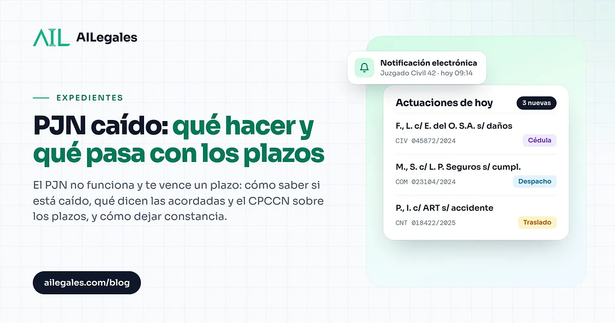 PJN caído: qué hacer y qué pasa con los plazos