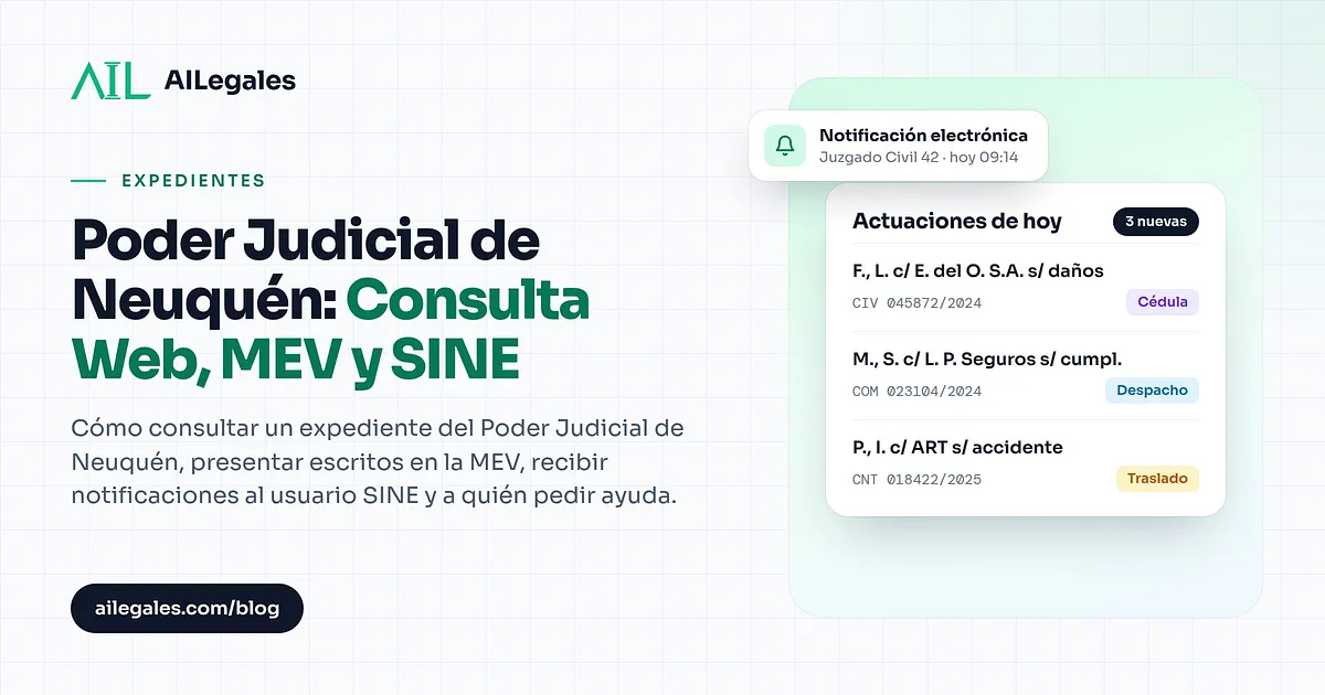 Poder Judicial de Neuquén: Consulta Web, MEV y SINE