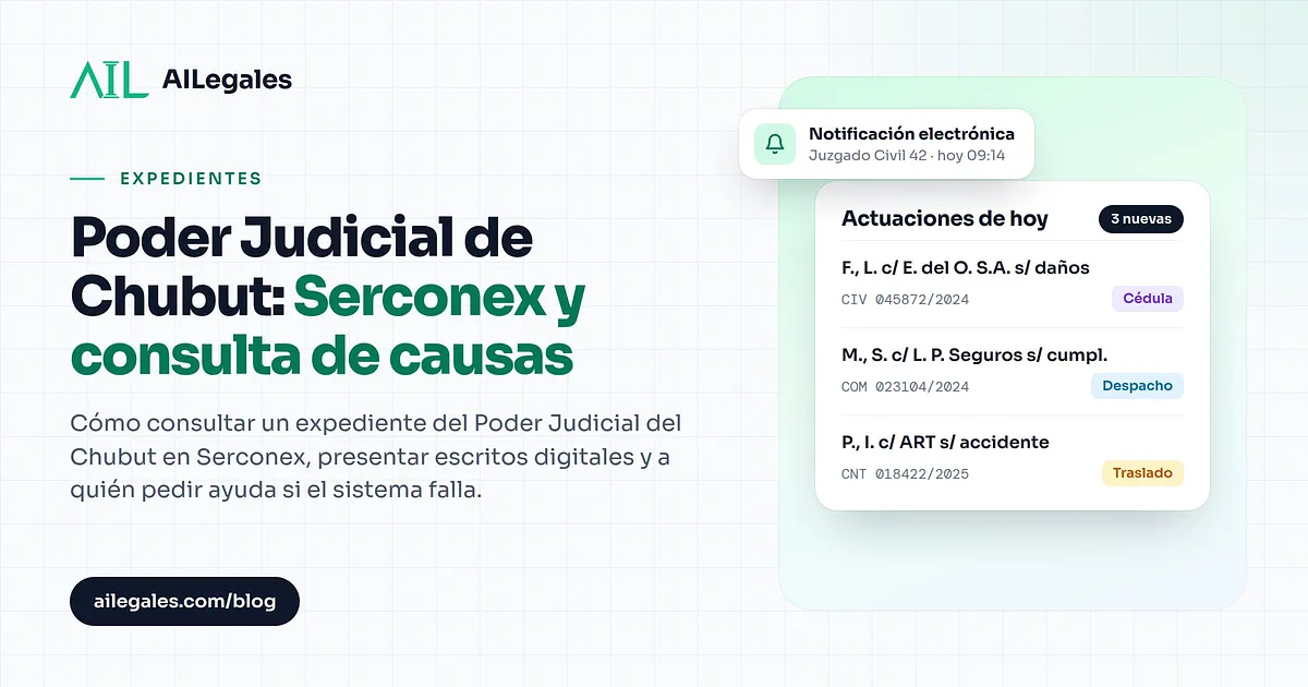 Poder Judicial de Chubut: Serconex y consulta de causas