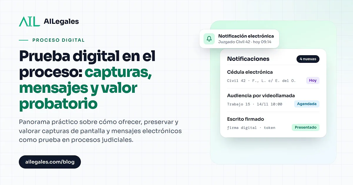 Prueba digital en el proceso: capturas, mensajes y valor probatorio