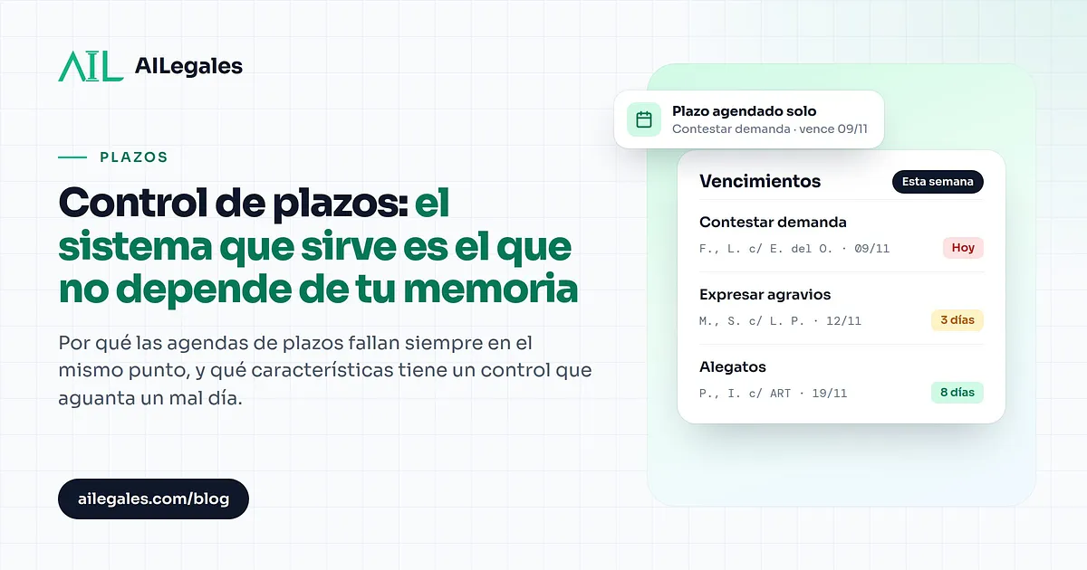 Control de plazos: el sistema que sirve es el que no depende de tu memoria